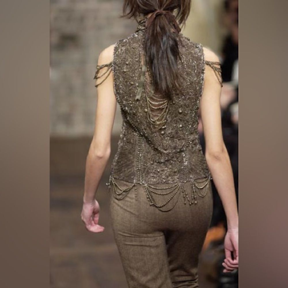 Ralph Lauren Fall ‘03 Collection Tweed Melange Cashmere Blend Ruched Trouser - Picture 12 of 15